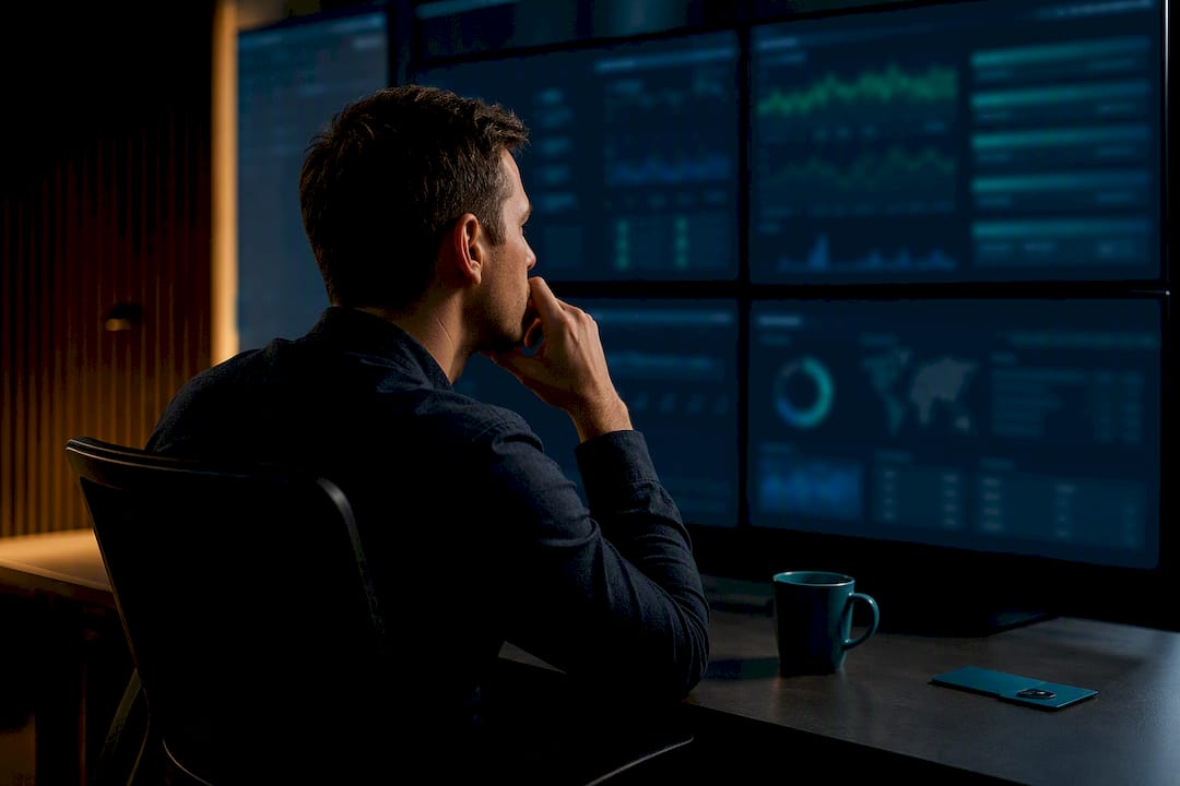 Analyst monitoring proxy dashboard health metrics